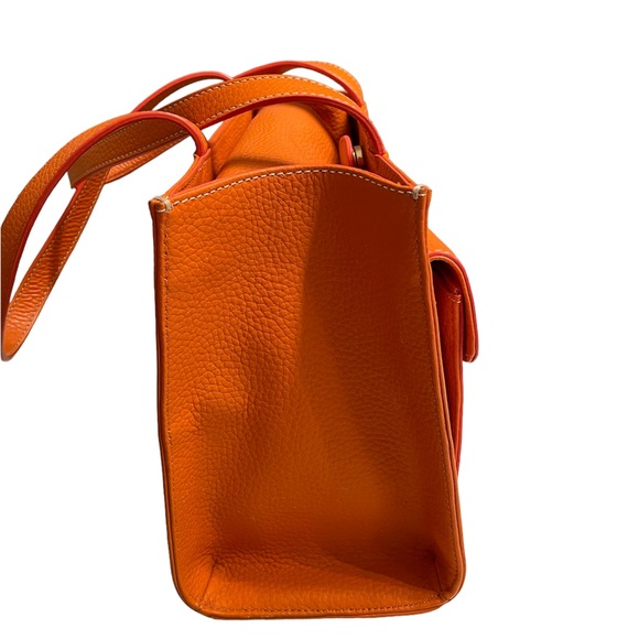 DOONEY & BURKE Orange Pebble Leather Rectangular Shoulder Bag - Picture 4 of 14